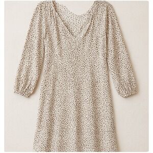 Banana Republic Heritage‎ Sz Sm Animal  Print Long Sleeve Silk Blend Midi Dress